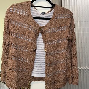 LAST CALL Marella Sport lined cardigan- brown with brushed gold buttons